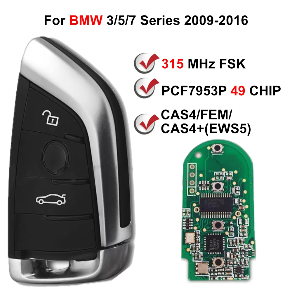 315 МГц FSK PCF7953P BMW 9337244 -01 Смарт-ключ для 3/5/7 серии 2009-2016 гг.