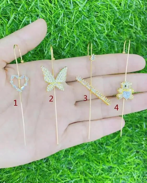 

1pcs gold color earrings Needle Butterfly heart crystal Dangle earrings for women earrings jewelry wholesale daf3a