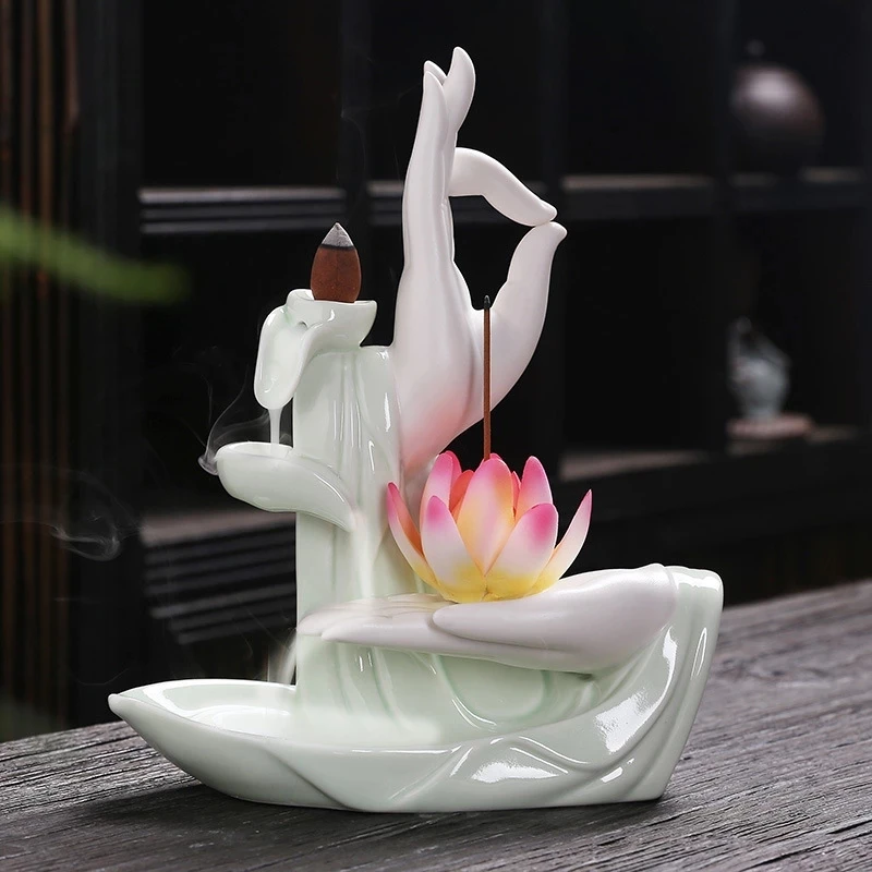 

Factory direct selling celadon bergamot lotus incense plug creative backflow incense burner home decoration incense incense