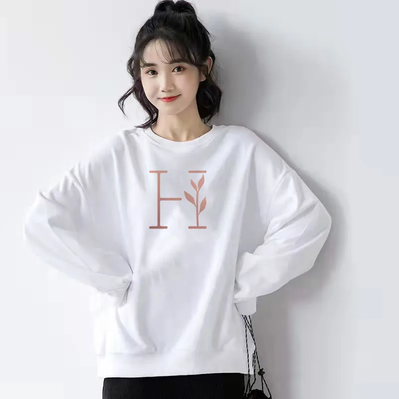 

Woman Fashion Pullover Sweatshirt Shell Pink Letters Printing Harajuku Casual Woman Clothing Tops Female Clothes for Women Urban