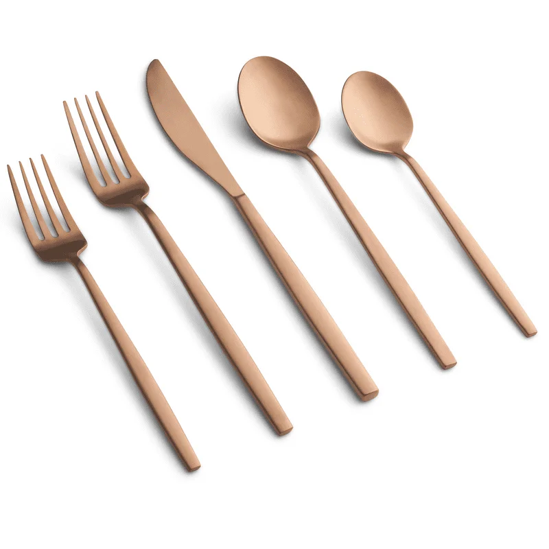 

Kiki Copper Satin Forged 18/0 Stainless Steel 20-Piece Flatware Set, Service for 4 For Home Restaurant