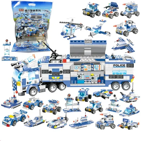 Совместим с Lego City полицейская станция SWAT командный автомобиль грузовик автомобиль креативные строительные блоки Обучающие игрушки для детей