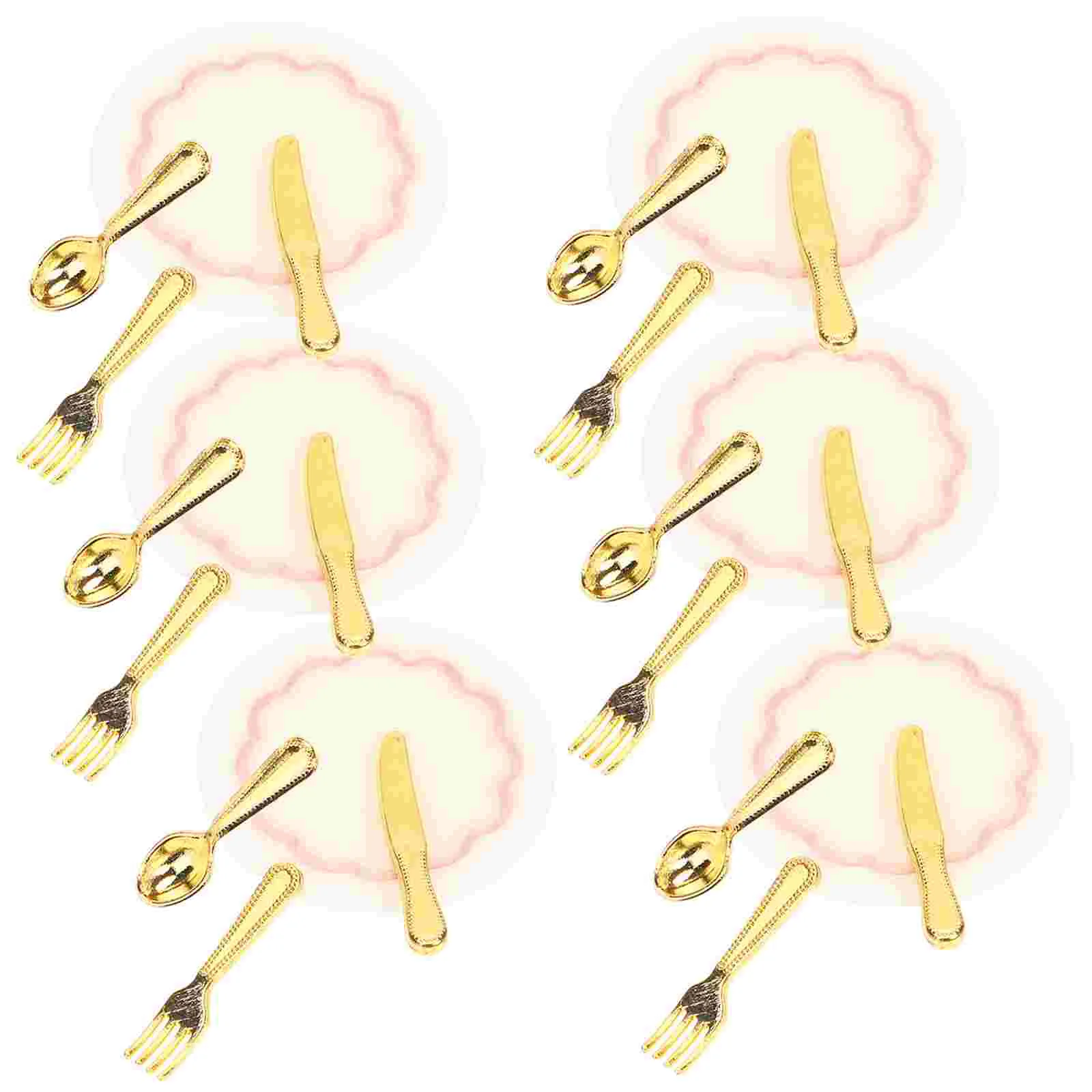 

6 Sets Mini Cutlery Mini House Cutters Miniture Decoration Household Mini House Forks Resin House Accessories Mini Scoop