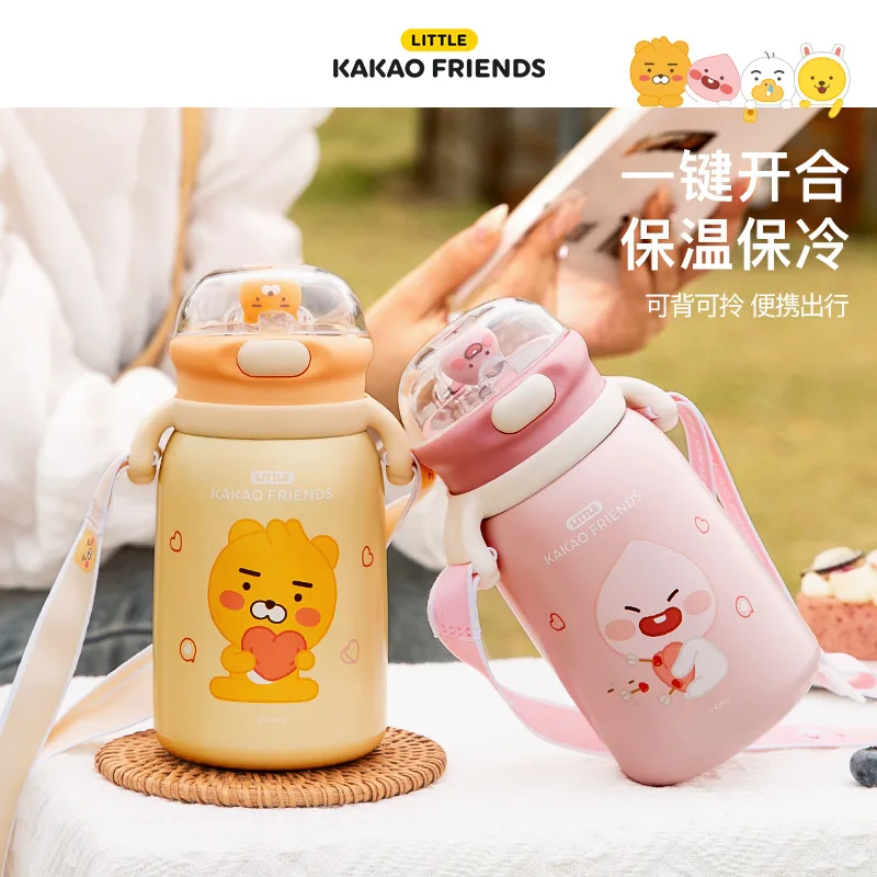 

Kawaii KAKAO FRIENDS аниме хобби Райан апаст женский Офис 304 нержавеющая сталь термос чашка большой живот соломенная чашка для воды