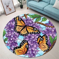 love butterfly premium round rug 3d printed rug non slip mat dining living room soft bedroom carpet 08