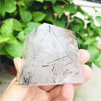 black hair crystal stone quartz healing pyramid natural mineral triangled crystal point wholesale