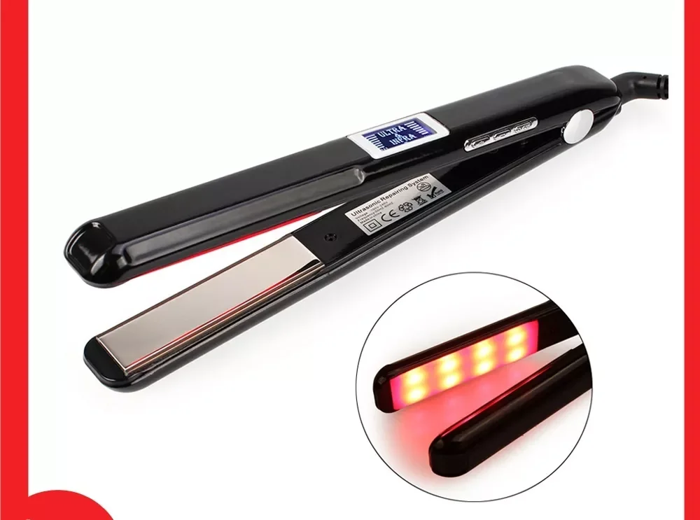 

Hair Straightener Infrared and Ultrasonic Profession Cold Hair Care Iron Treatment for Frizzy Dry Recovers Damage Flat Irons