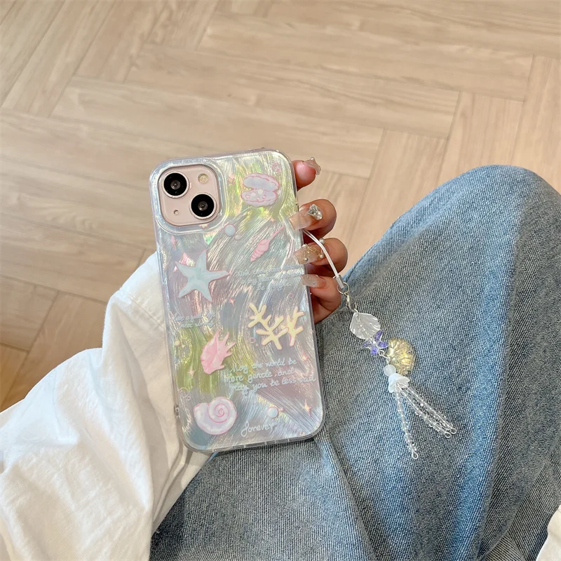 Чехол для телефона мечтательный и минималистский с перьями раковинами iPhone 12 13 14 15