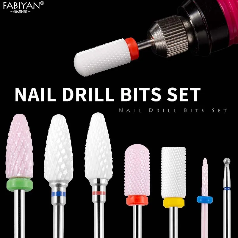 7 шт. набор керамических Сверл из карбида вольфрама для ногтей инструмент