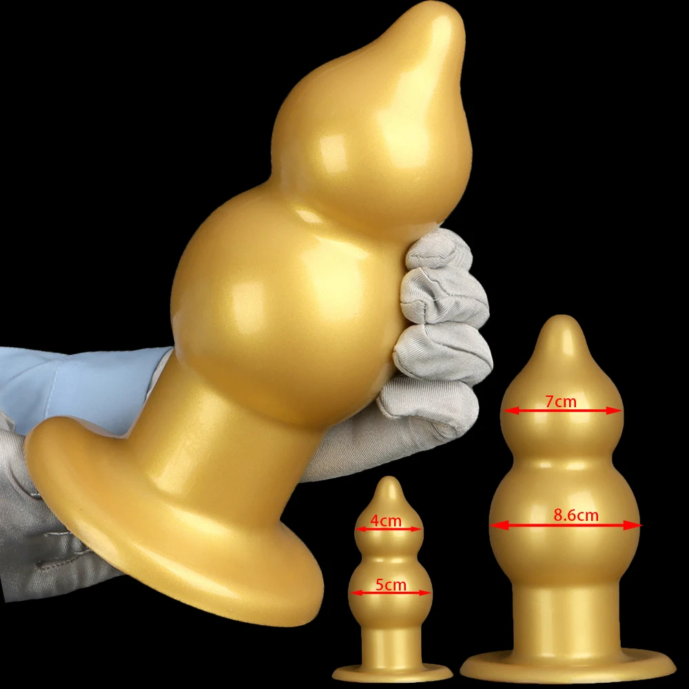 Золото 8 6 см Большая Анальная Пробка Силиконовая Фаллоимитатор Стимуляция Ануса