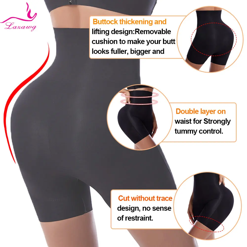 LAZAWG Women Push Up Booty Lifting Panties with Pads Tummy Control Hip Enhancer Shorts Butt Lifter Underwear Slimming Shapewear