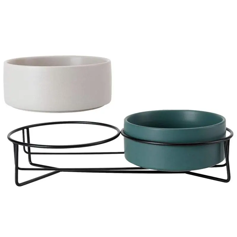 

Миски для собак, нескользящая керамическая миска для еды, для кошек и собак, удобная эргономичная Чистка, набор для воды с двумя чашами для кошек