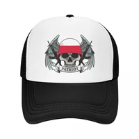 patriot skull with poland flag helmet summer sun baseball cap breathable adjustable male outdoor hat