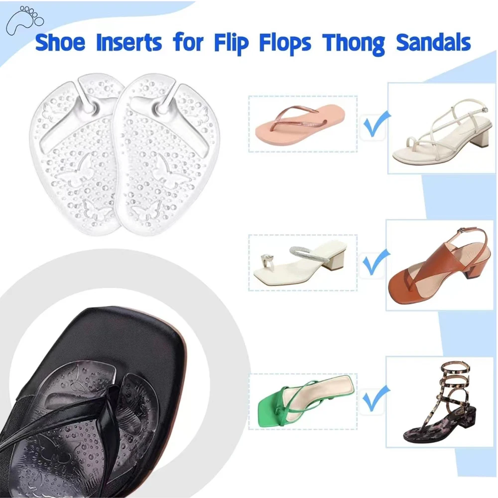 Silicone Forefoot Insert Pads for Women Sandals Heels Flip Flops Non-slip Pain Relief Shoe Pad Gel Foot Insoles for Shoes Men