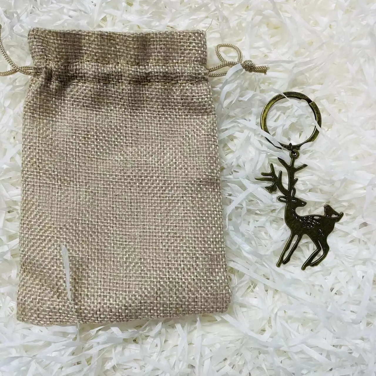 2 шт./комплект новогодние кольца для ключей с изображением лося и птиц