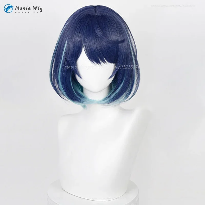 Аниме Косплей 34 см Короткий парик для косплея Akane Kurokawa Темно-синий градиентный