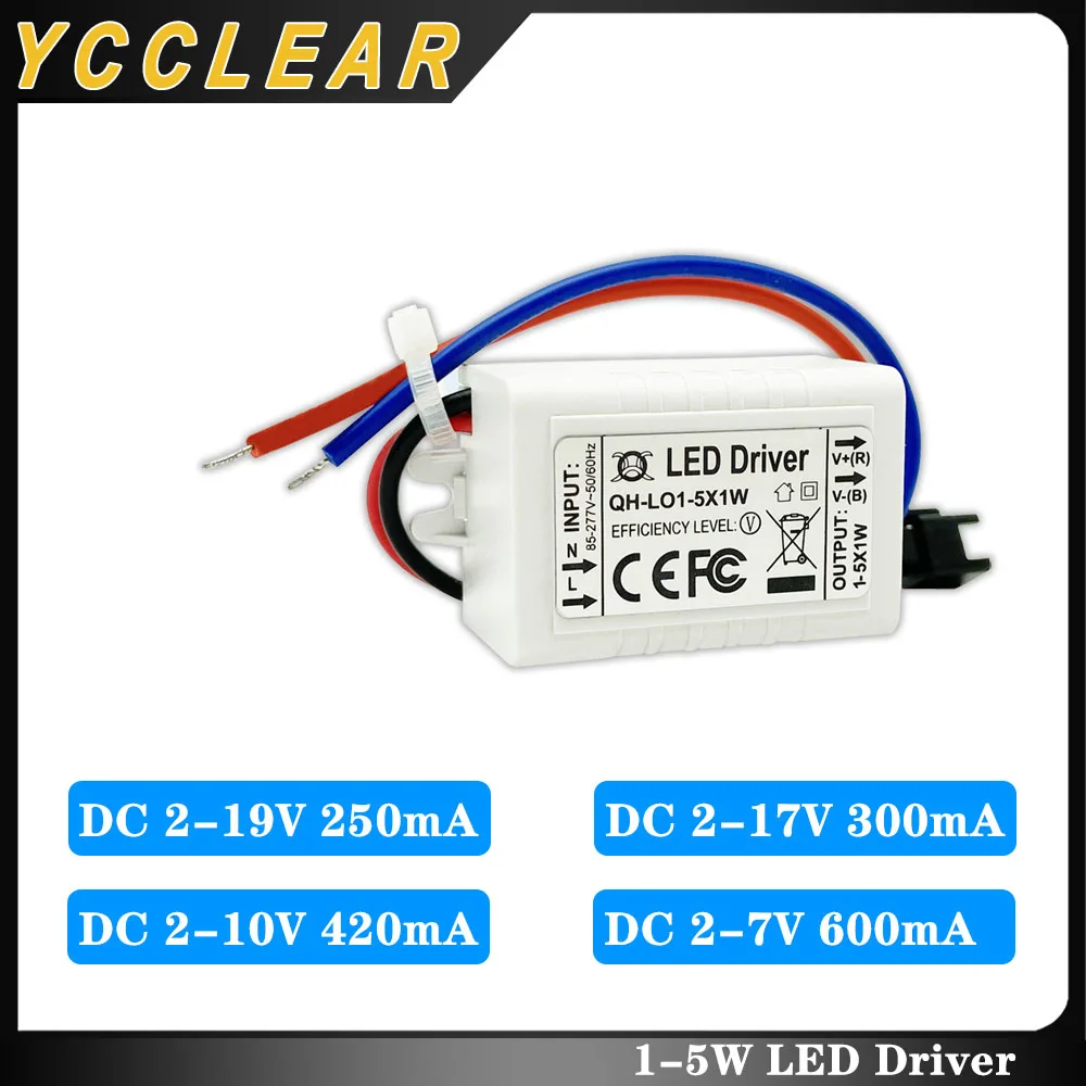 LED Driver Constant Current 250mA 300mA 420mA 600mA DC2-19V 2-17V 2-10V Lighting Transformer For 1W 2W 3W 4W 5W Power Supply