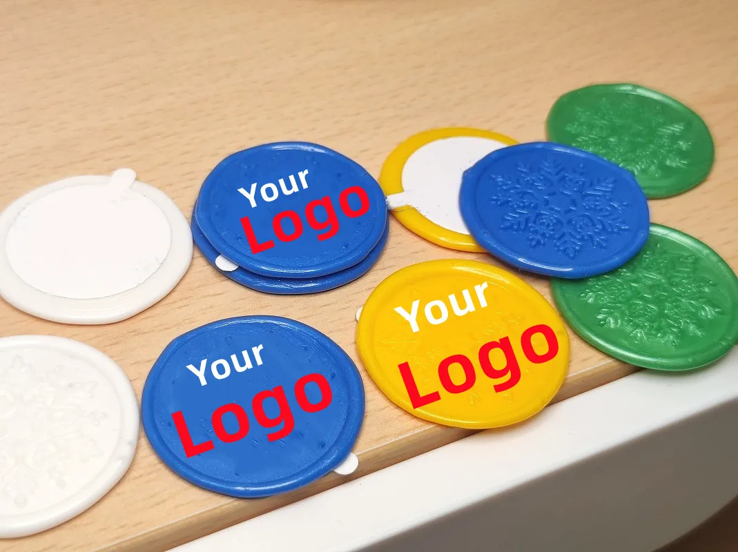 

Custom Logo Wax Seal Stickers with Backing Double Sided Self Adhesive Customizable Wax Label Stickers Stamp For Cards Envelopes