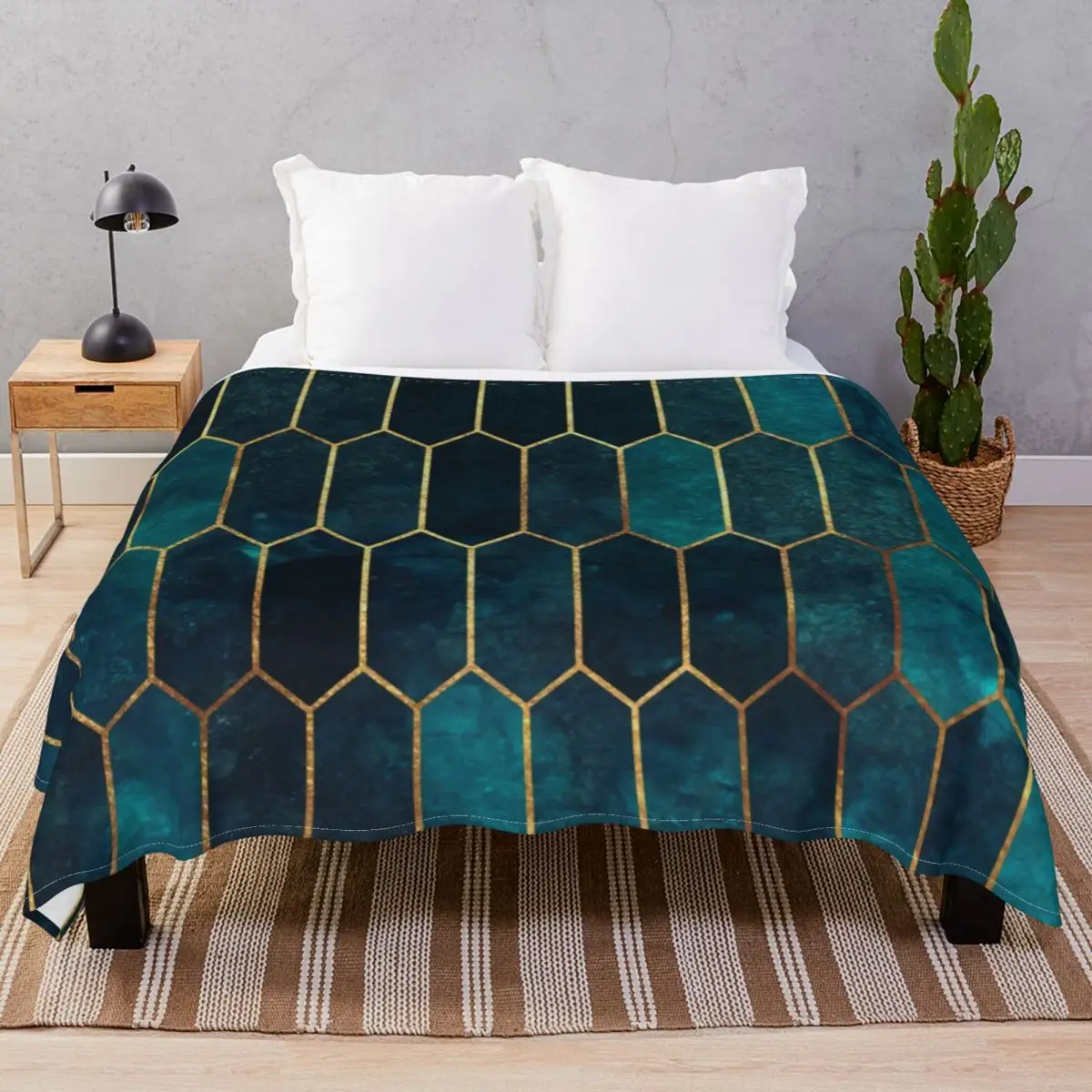 Deep Teal Pattern Blankets Coral Fleece Summer Breathable Throw Blanket for Bed Home Couch Camp Office