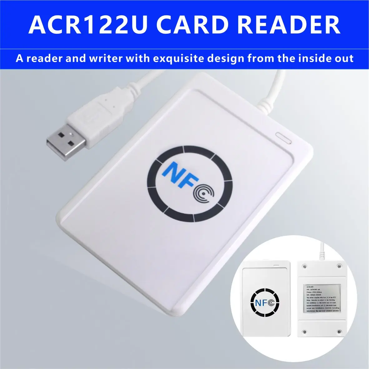 Фото Считыватель-записыватель RFID NFC ACR122U, 13,56 МГц, USB, дубликатор бесконтактных карт M1 S50 №4