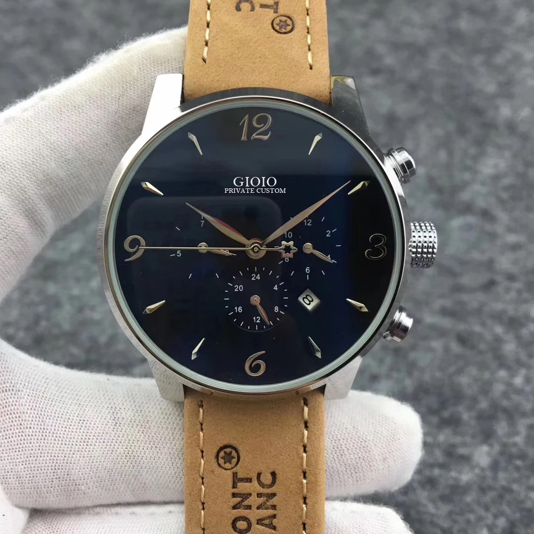 

men automatic mechanical watch black leather