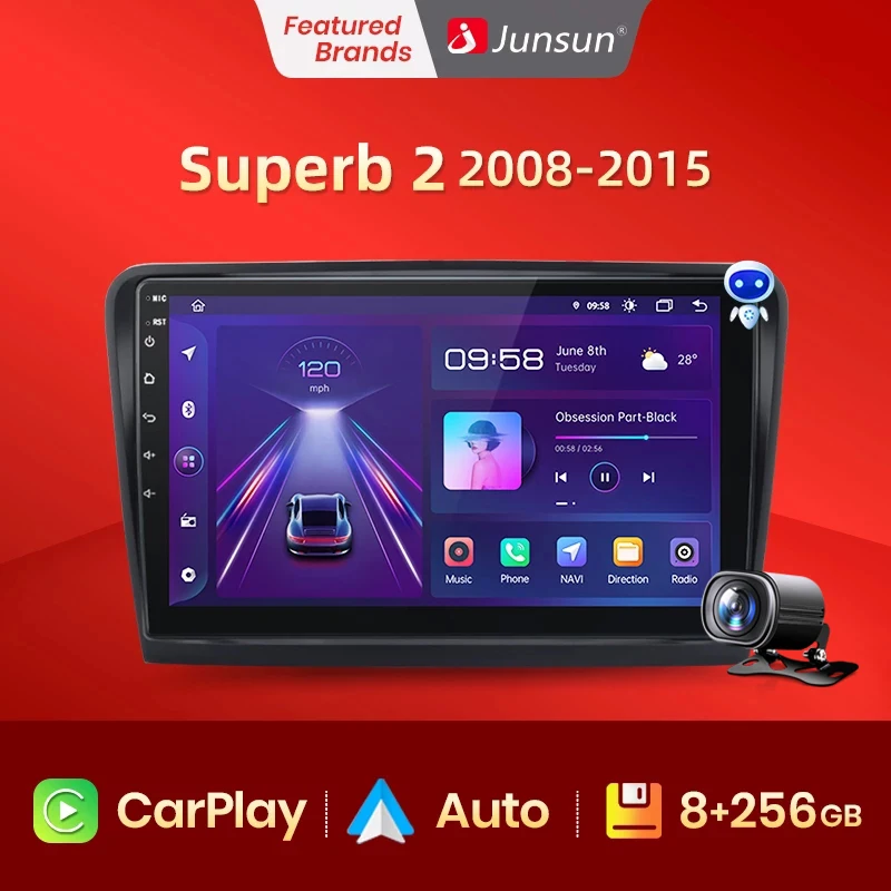 Junsun V1pro 8 + 128 ГБ AI Voice 2 din Android авто радио для Skoda Superb 2008-2015 автомобильное мультимедиа