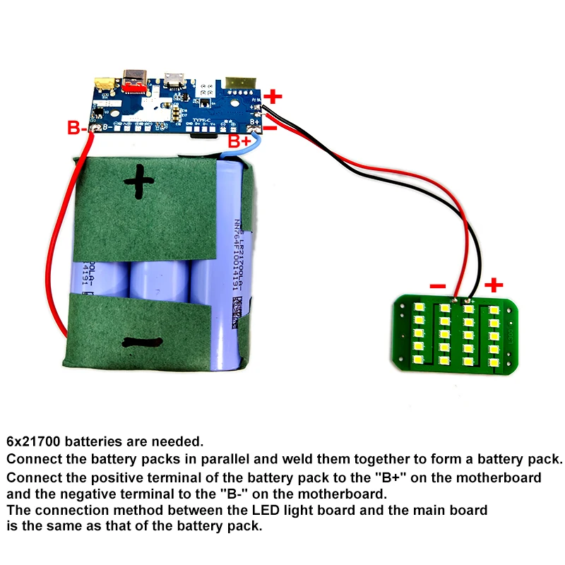 DIY 6*21700 аккумулятор Power Bank комплект 30000 мАч светодиодный светильник для кемпинга PDQC 22,5 Вт быстрая зарядка USB-Cмикро вход алюминиевый корпус (art.: 3920ce563b3fd) - 3920ce563b3fd