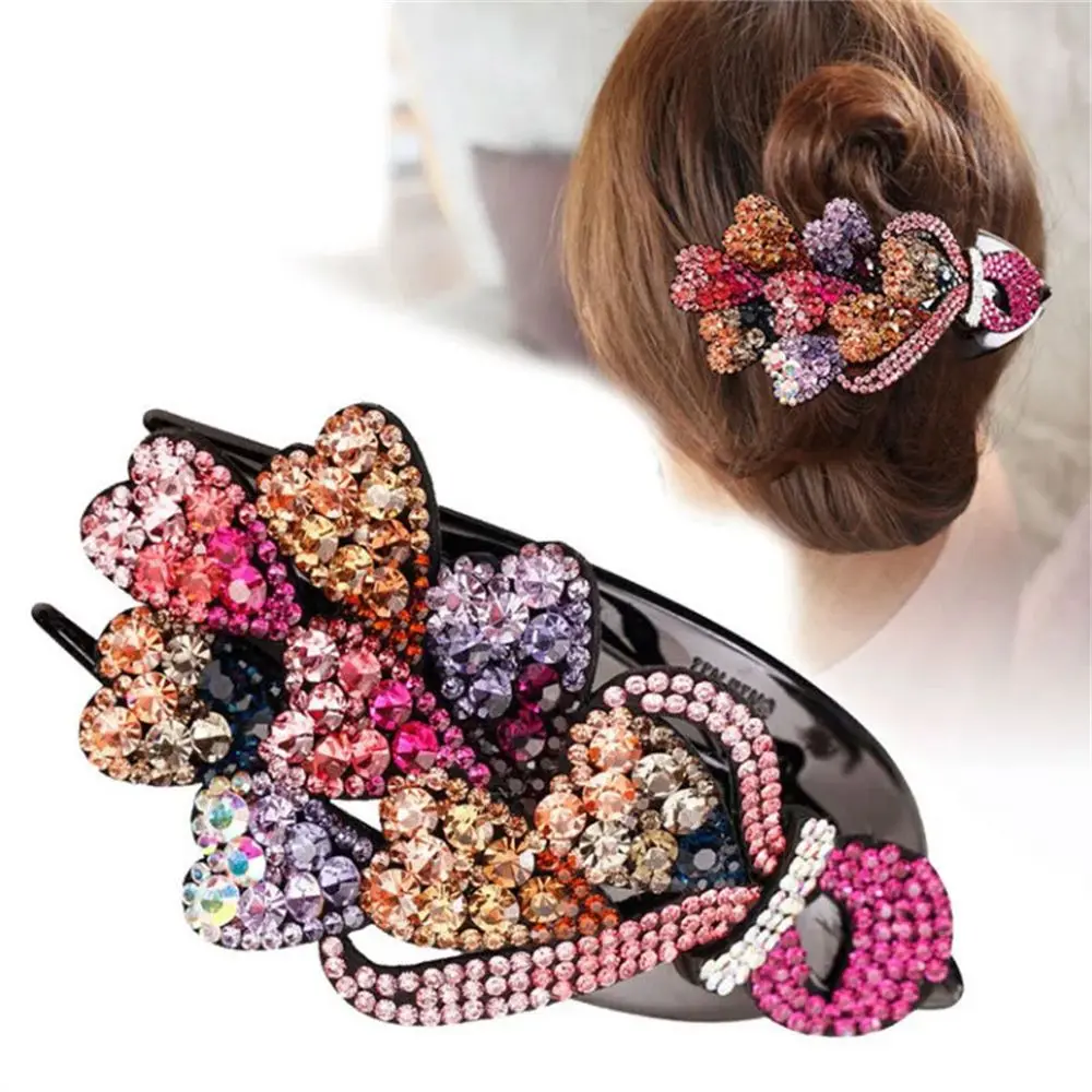 

Tools Hair Accessories Women's Fashion Rhinestone Flower Hairpin Hair Dovetail Clips Flower Hair Clip Bun Hair Claws