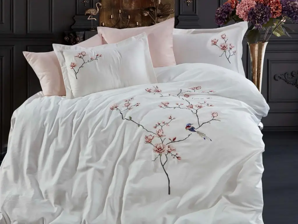

Husma cotton satin double duvet cover set cream