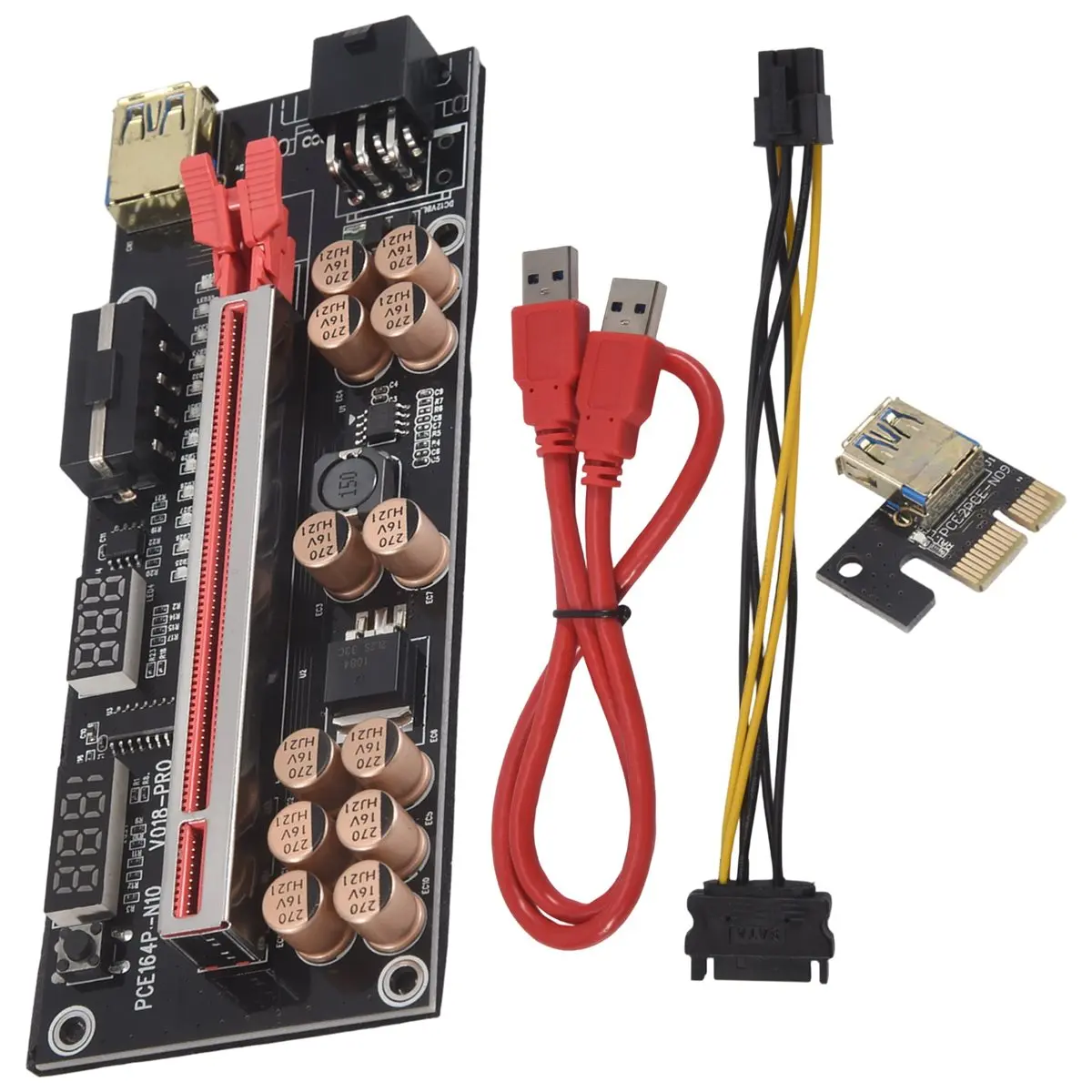 (DT77) VER018 PRO PCI-E Riser Card USB 3.0 Cable 018 PLUS PCI Express 1X To 16X Extender PCIe Adapter for BTC Mining (красный) (art.: 3920dcd10e53c) - 3920dcd10e53c