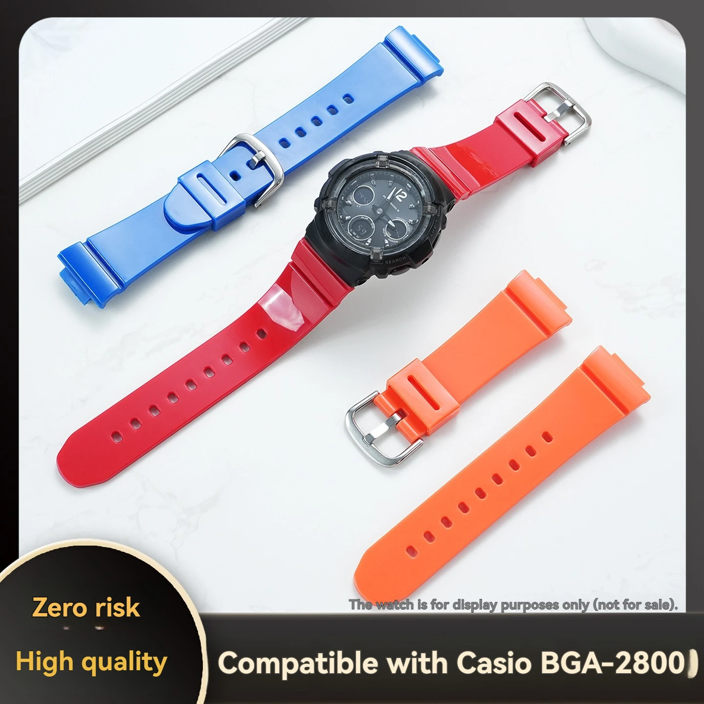 Фото Подходит для часов Casio BABY-G серии BGA-130/GBD-140, 560 цветных силиконовых ремешков из полимерной смолы. №3