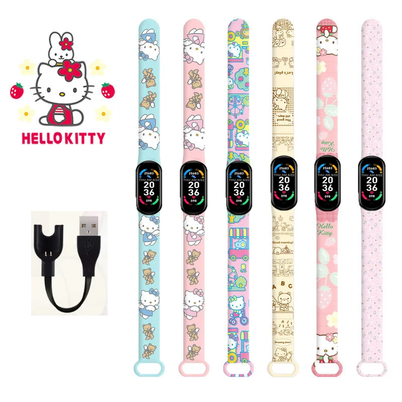 

2022 new Hello Kitty Smart Watch Children's Toys Wristwatch Charging Smart bracelet Children's Kawaii Christmas Gift hello kitty