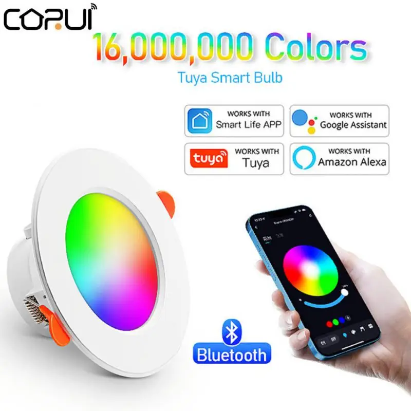 

CORUI Bluetooth-Compatible Downlight Colorful Spot LED Lamp Recessed Round Light Smart Home Luminaire RGB Dimmable Downlight