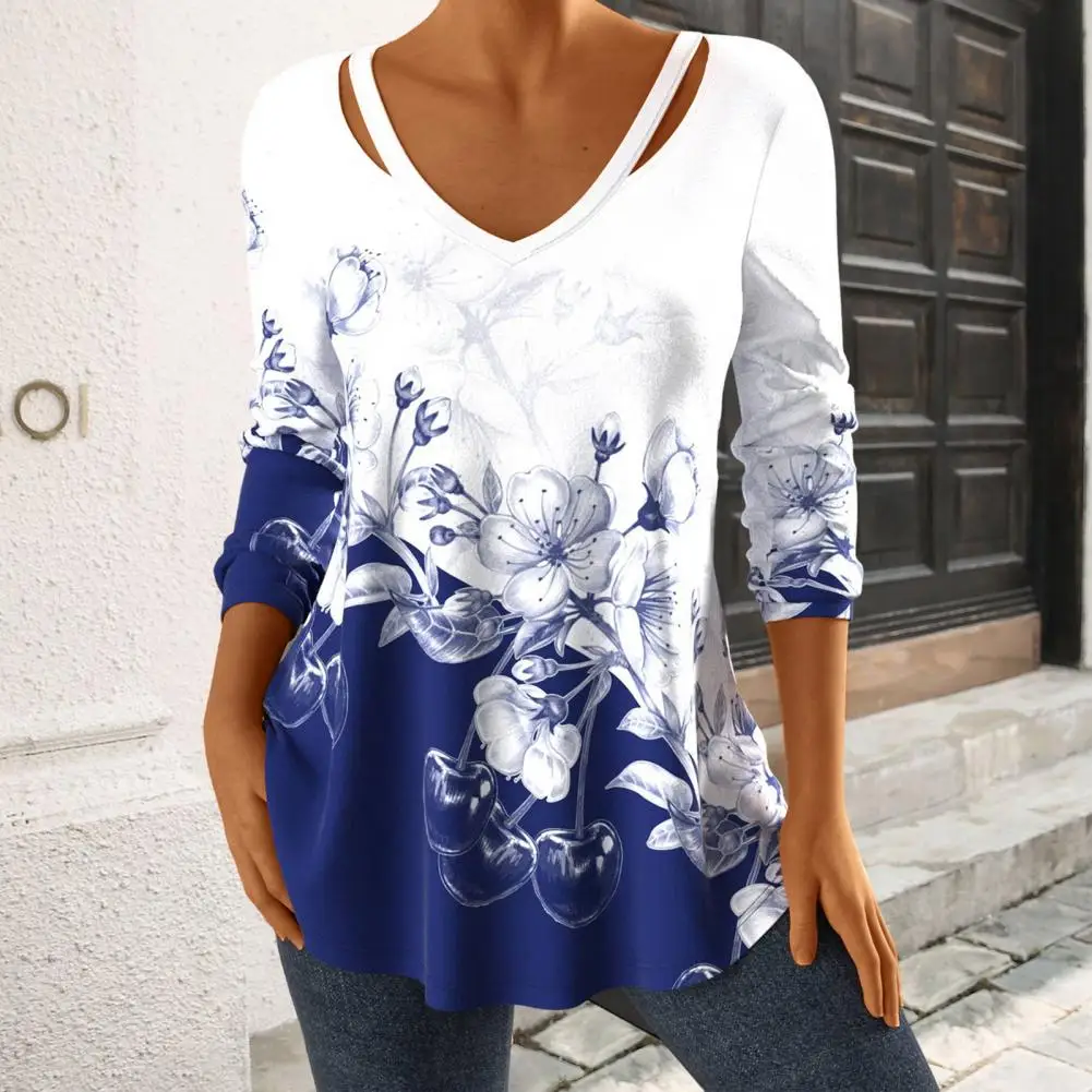 

Casual Top Soft Women Blouse Elastic Dressing Up Classic Ladies Elegant Fashion Pullover Tee Shirt