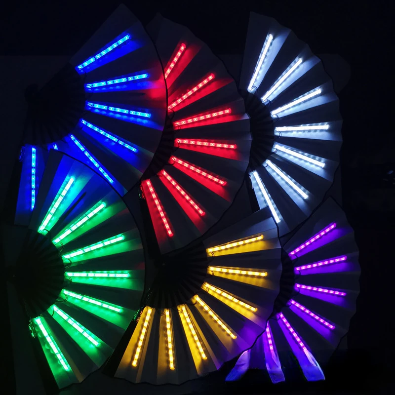 

1PC LED Luminous Fan 13inch Luminous Folding Fan Nightclub Bar Luminous Fan Glow in the Dark Party Stage Performance Props