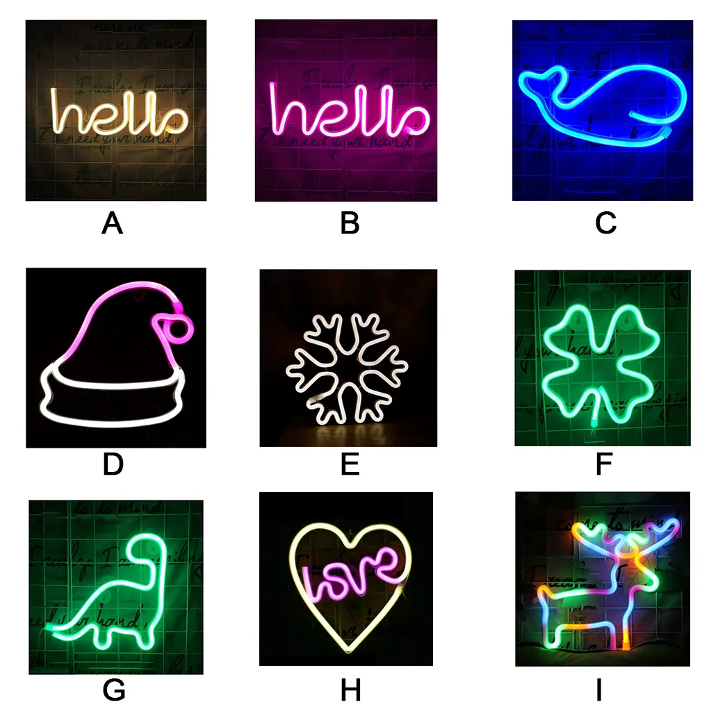 

USB Night Lamp Atmosphere Wall Hanging Light Adorable Supplies Adornment Operated Decorative Lighting hello Warm Color