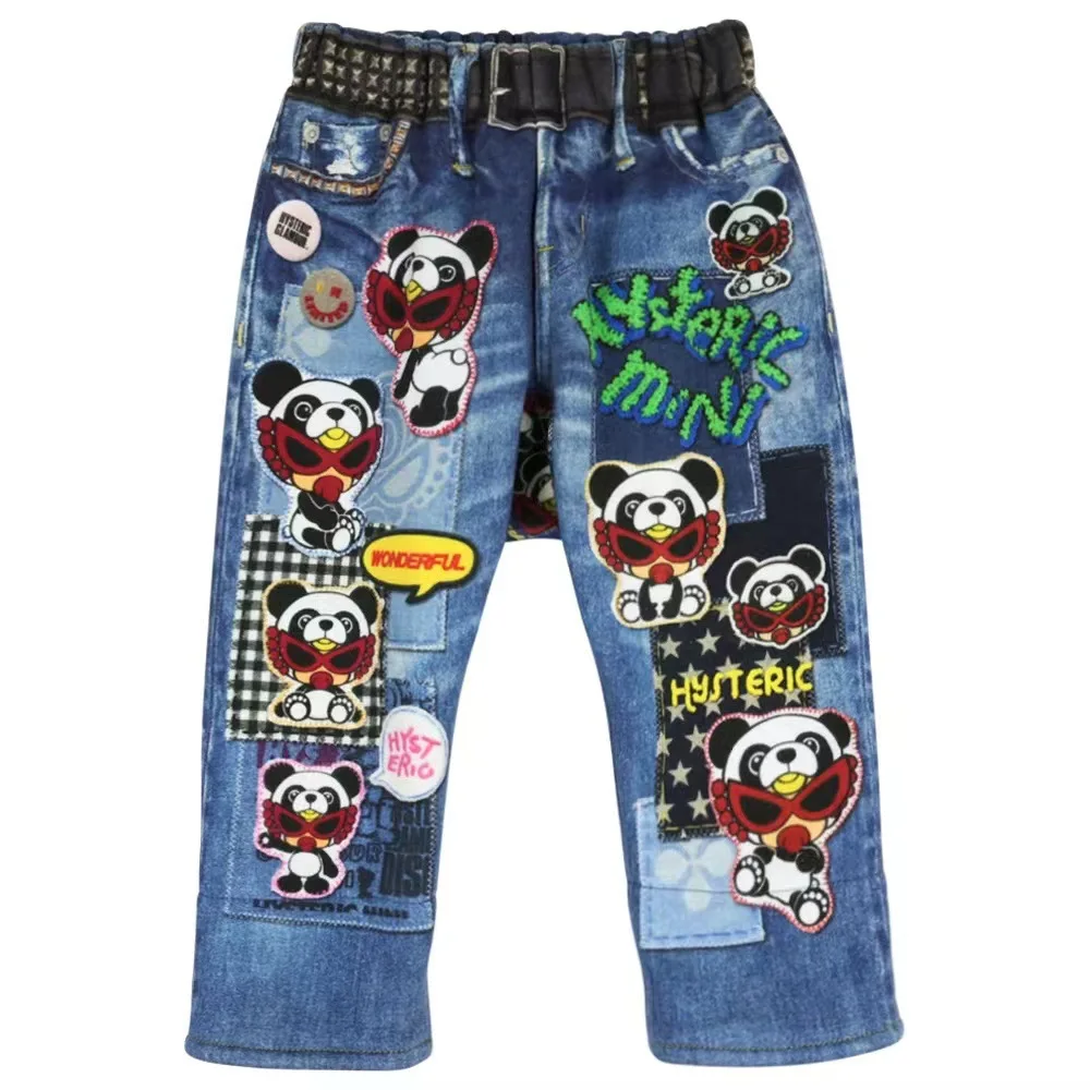 

Boys' Pants 2023 Autumn and Winter Fashion Brand Boutique Children's Clothing Panda Pattern Cotton Terry Children's Trousers