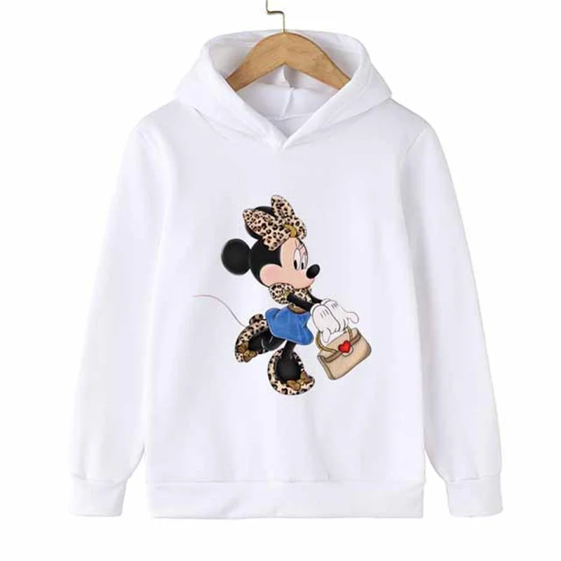 

Mickey Mouse Minnie Children Sweatshirt Kawaii Disney Hoodies Mickey Mouse Anime Cartoons Casual Clothes Kids Girls Streetwear