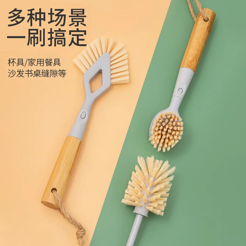 

Щетка для мытья посуды из бамбука и дерева, 3 в 1