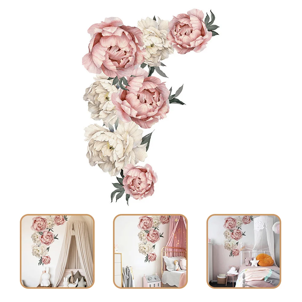 

1 Sheet Peony Rose Wall Sticker Flower Wall Decals Floral Backdrop for Bedroom Living Room Nursery Room ( )