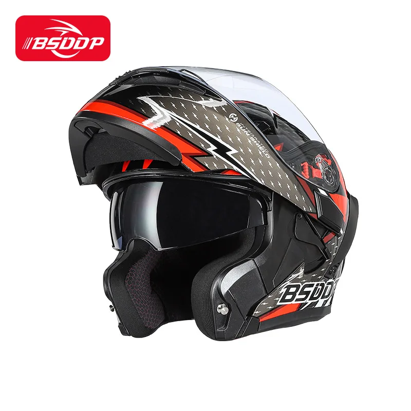 Motorcycle Helmets Four Seasons Full Helmets Men and Women Motorcycles Summer Sunscreen Double Lens Face-lifting Helmets images - 6