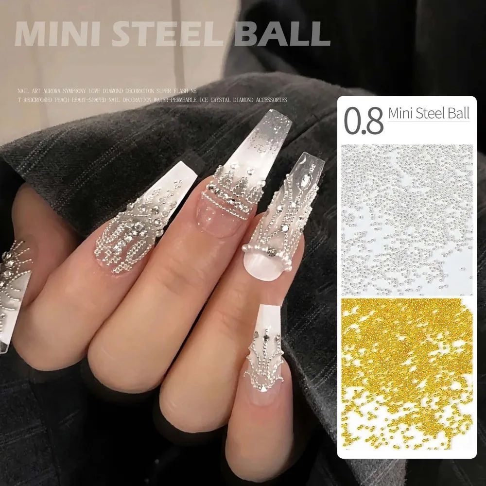 

50g Nail Decorations Gold Silver Nail Art Mini Steel Ball Metal Beads Small Micro Caviar Nails Beads