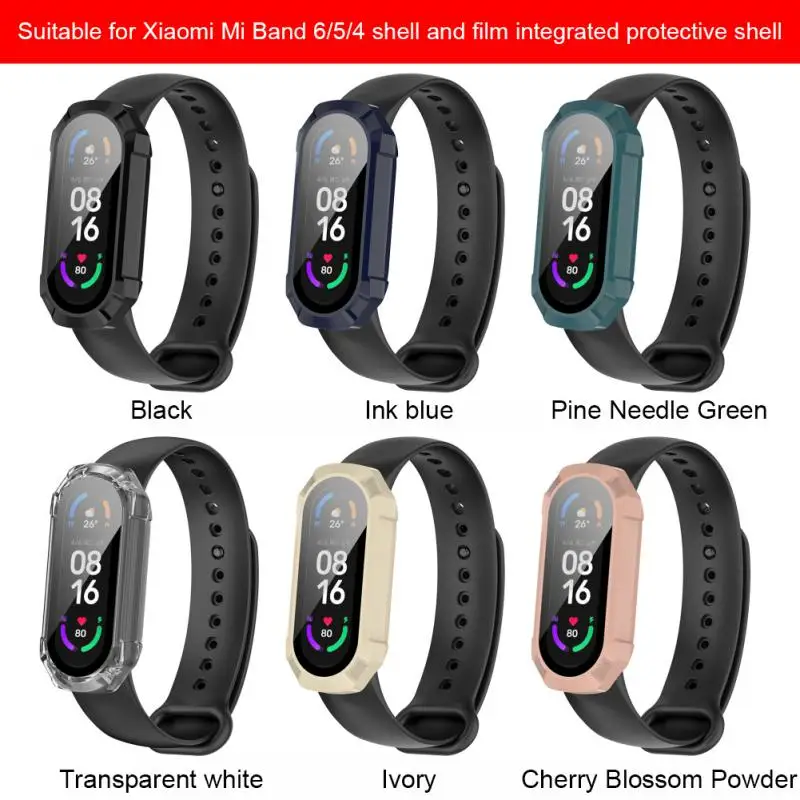 

2in1 Screen Protector Protective Cover For Miband 6 7 Band 5 4 Soft Glass Full Coverage Anti-scratch Case Screen Protector