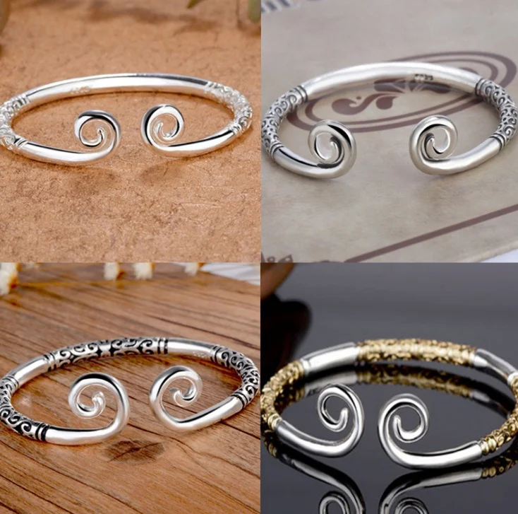 

ANGLANG Fashion Gold Silver Colour Vintage Bangles & Bracelet Creative Lettering Handmade Jewelry for Women Couple Adjustable