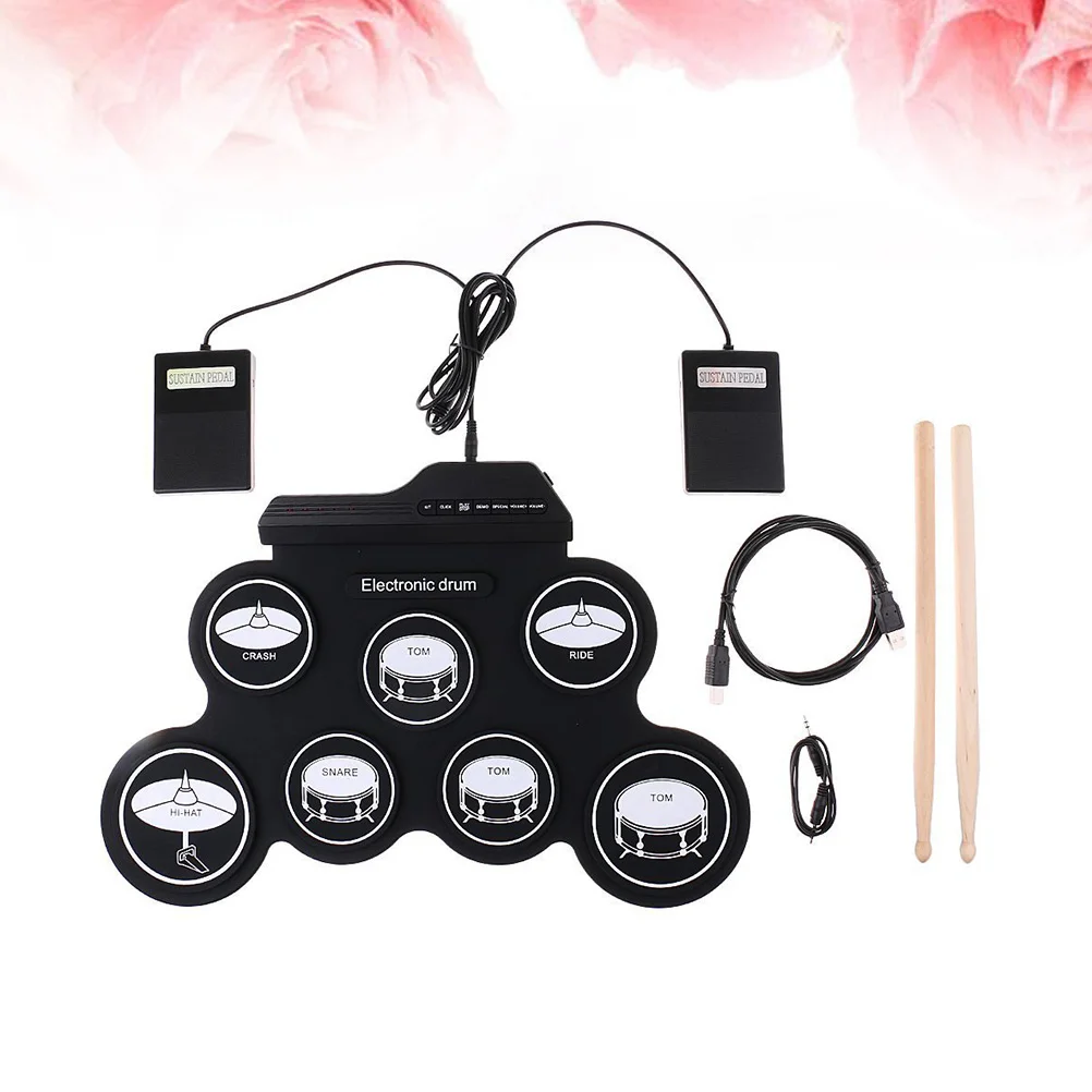 

Electronic Drum Set 7 Pads Foldable Electric Drum Set with USB Jack (Black)