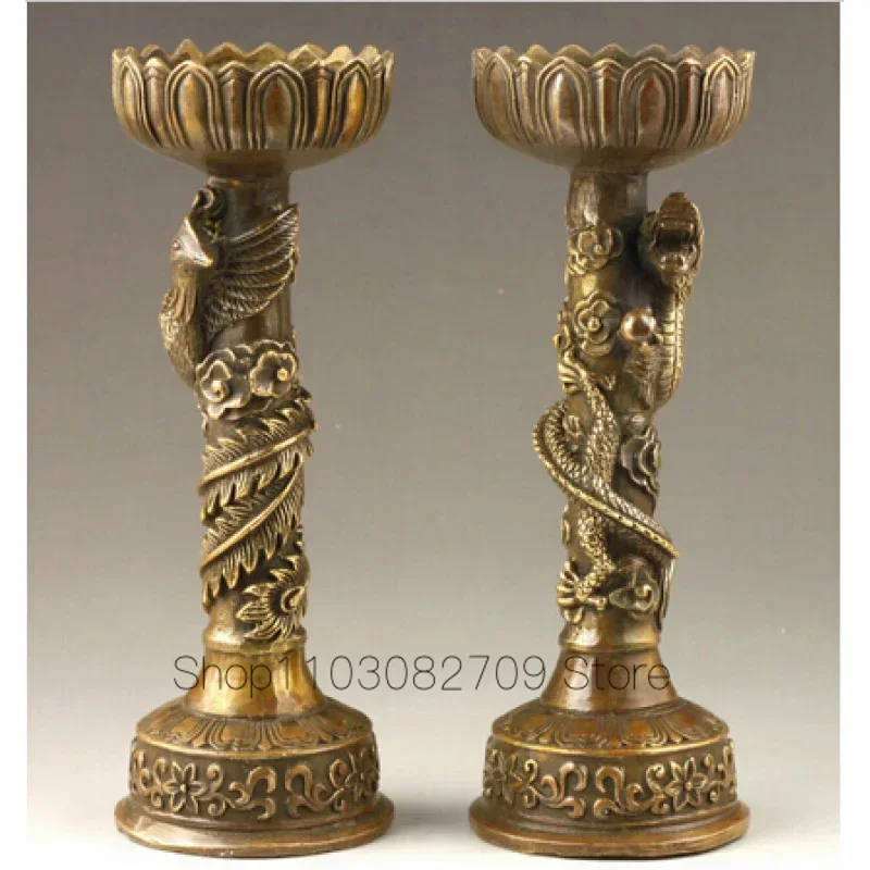 Фотоподсвечник ручной работы в китайском стиле с изображением дракона и феникса