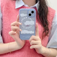 fashion colored clouds painting with bracket phone case for iphone 12 11 13 pro max 7 8 plus x xr xs max cute silicone tpu cover