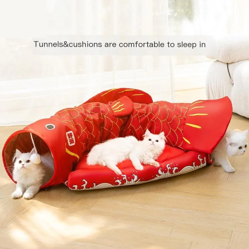 

Cross-border Cat Toys Foldable Koi Cat Tunnel Cat Channel Rolling Ground Chinchilla Nest Four Seasons Universal Pet Supplies