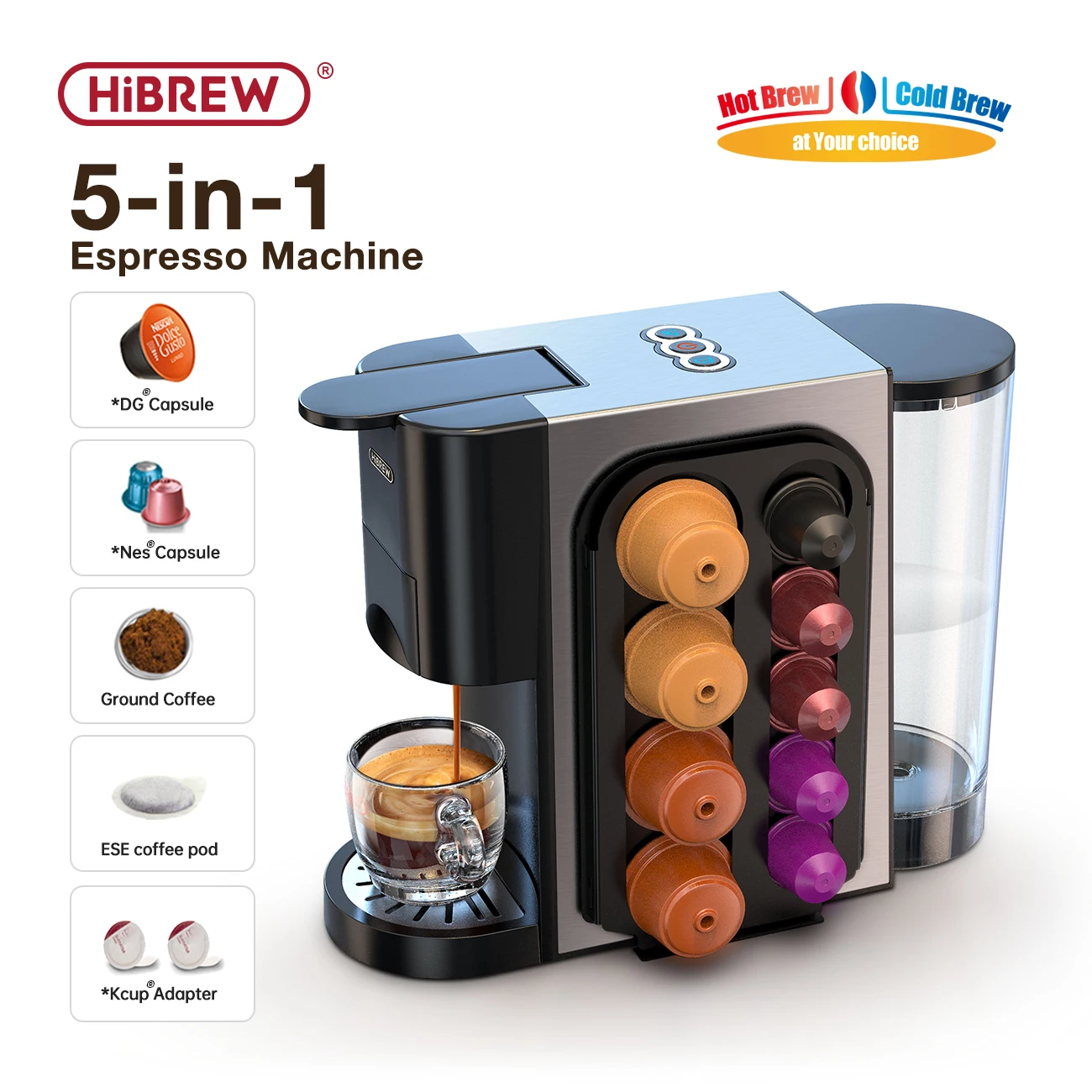 HiBREW кофемашина кафетерия горячая/холодная 5 в 1 несколько 19Bar Dolce Gusto молоко и эспрессо капсулы манжета кофе H3A HiBREW кофемашина кафетерия горячая/холодная 5 в 1 несколько 19Bar Dolce Gusto молоко и эспрессо капсулы манжета кофе H3A