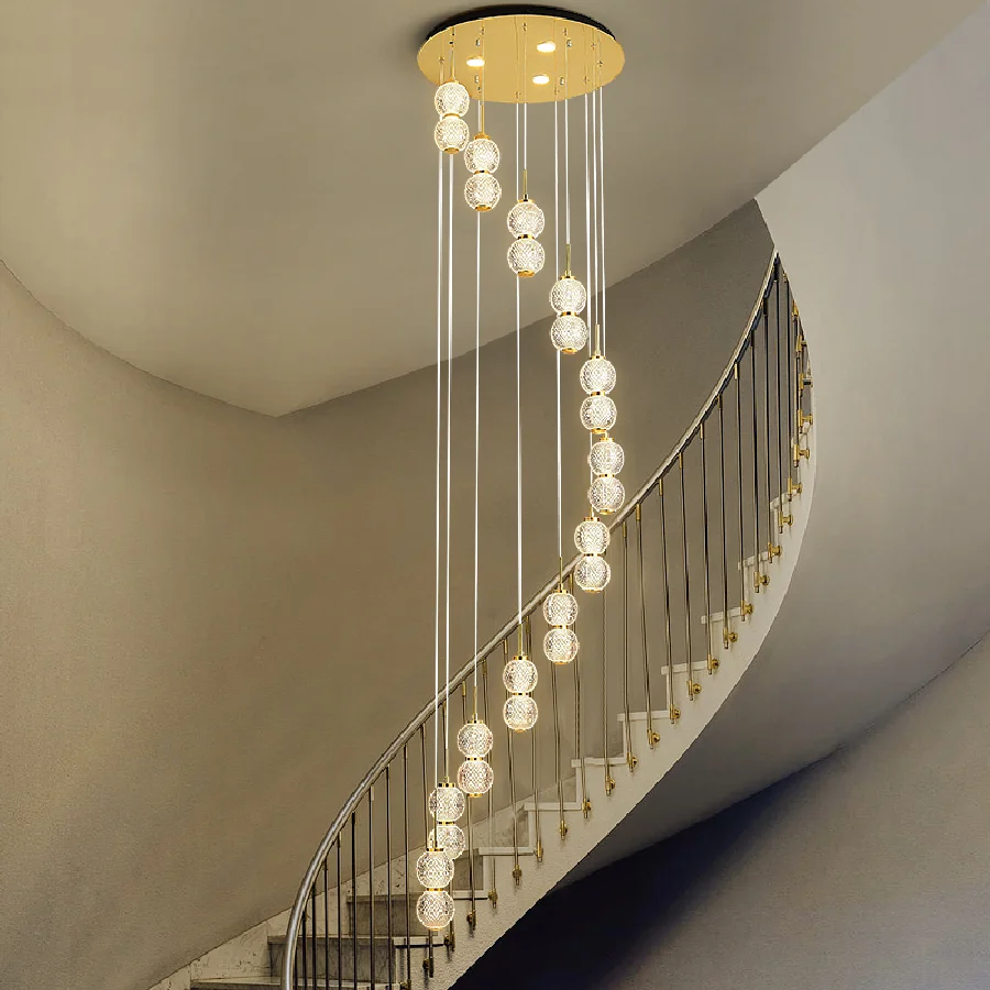 

New modern chandelier interior lighting staircase led chandelier living room acrylic ball chandelier loft kitchen lamp gloss